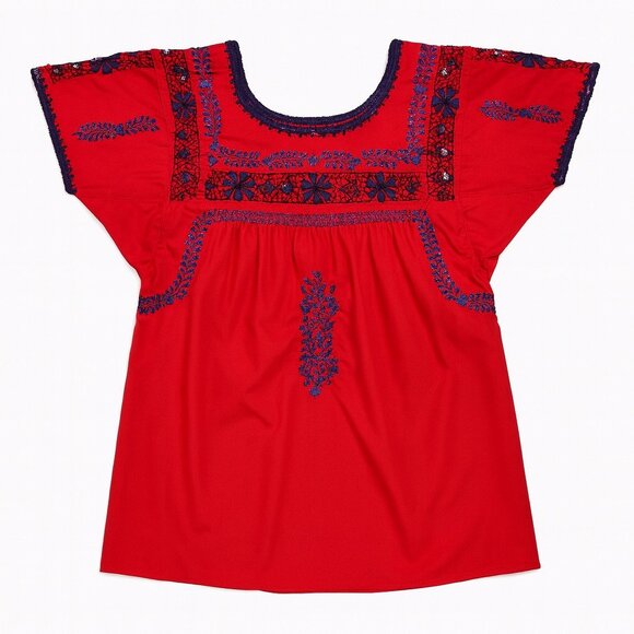 El Interior Embroidered Blouse Red Purple Small | Mi Golondrina-Inspired - Picture 1 of 6